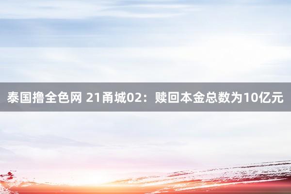 泰国撸全色网 21甬城02：赎回本金总数为10亿元