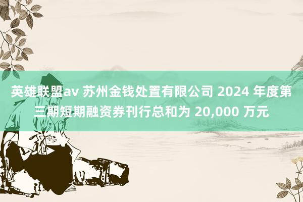 英雄联盟av 苏州金钱处置有限公司 2024 年度第三期短期融资券刊行总和为 20,000 万元