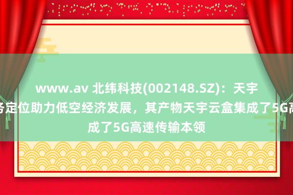 www.av 北纬科技(002148.SZ)：天宇经纬明确业务定位助力低空经济发展，其产物天宇云盒集成了5G高速传输本领