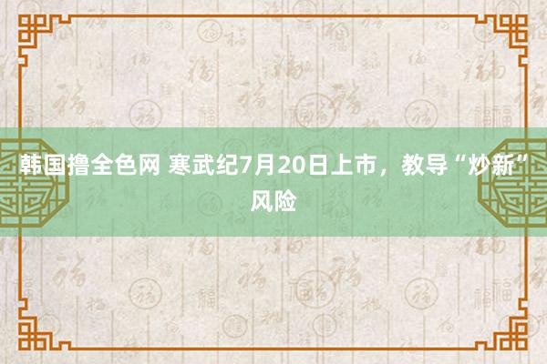 韩国撸全色网 寒武纪7月20日上市，教导“炒新”风险