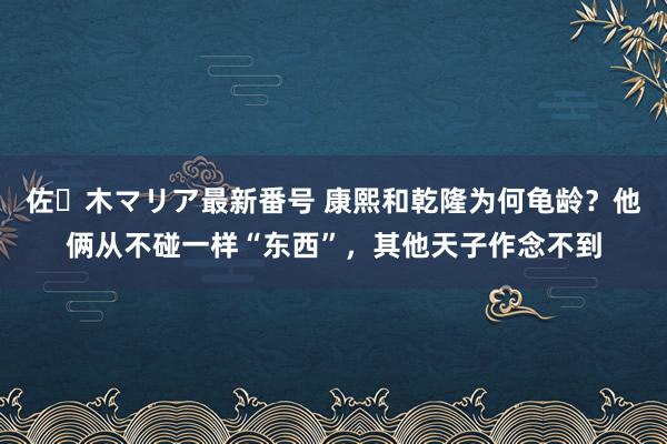 佐々木マリア最新番号 康熙和乾隆为何龟龄？他俩从不碰一样“东西”，其他天子作念不到