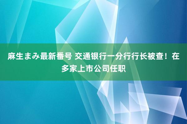 麻生まみ最新番号 交通银行一分行行长被查！在多家上市公司任职