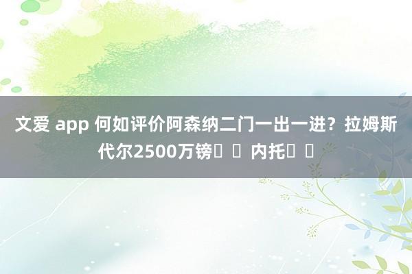 文爱 app 何如评价阿森纳二门一出一进？拉姆斯代尔2500万镑➡️内托⬅️