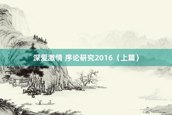 深爱激情 序论研究2016（上篇）